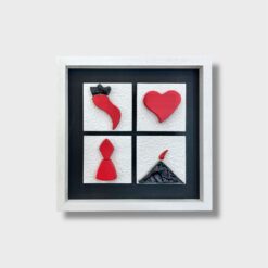 Quadro Quattro Elementi Artigianale con Cornice Bianca 25x25 cm - immagine 4