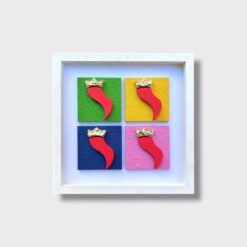 Quadro Quattro Elementi Artigianale con Cornice Bianca 25x25 cm - immagine 3