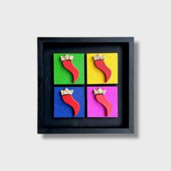 Quadro Quattro Elementi Artigianale con Cornice Nera 25x25 cm