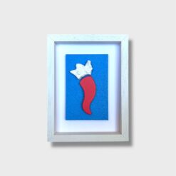 Quadro Corno Portafortuna Artigianale con Cornice Bianca - immagine 6