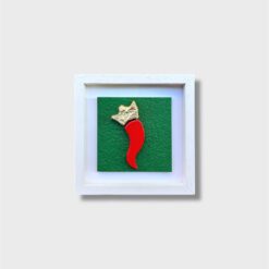 Quadro Corno Portafortuna Artigianale con Cornice Bianca - immagine 7