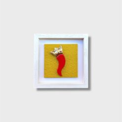 Quadro Corno Portafortuna Artigianale con Cornice Bianca - immagine 9
