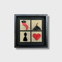 Quadro Quattro Elementi Artigianale con Cornice Nera 25x25 cm - immagine 4